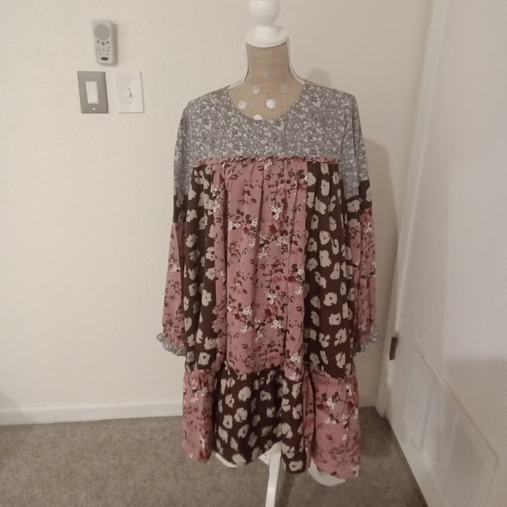 NWOT Oddy Floral Patchwork Flowy Top